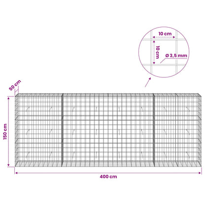 Gabion with 3.5 mm Wire and 10x10 cm Mesh 400x50x150 cm