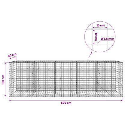 Gabion with 3.5 mm Wire and 10x10 cm Mesh 500x50x150 cm