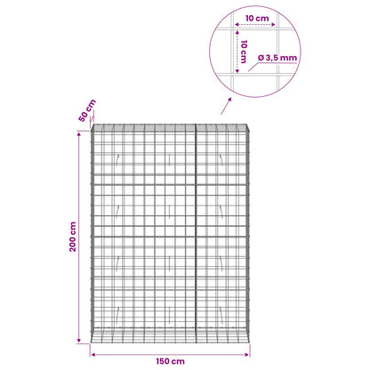 Gabion with 3.5 mm Wire and 10x10 cm Mesh 150x50x200 cm