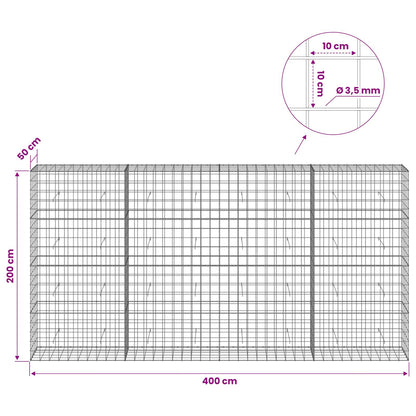 Gabion with 3.5 mm Wire and 10x10 cm Mesh 400x50x200 cm