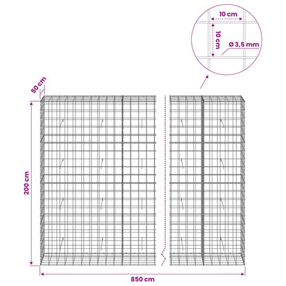 Gabion with 3.5 mm Wire and 10x10 cm Mesh 850x50x200 cm