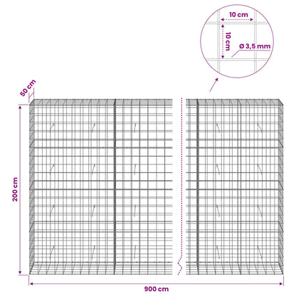 Gabion with 3.5 mm Wire and 10x10 cm Mesh 900x50x200 cm