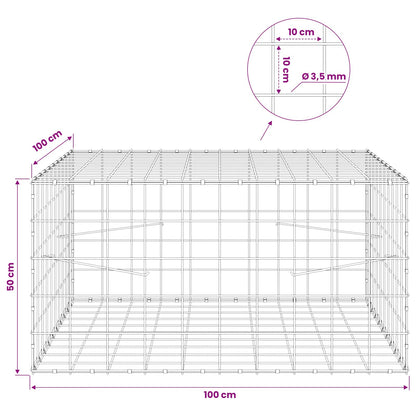 Gabion with 3.5 mm Wire and 10x10 cm Mesh 100x100x50 cm