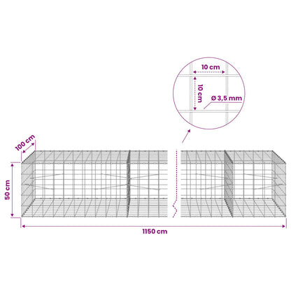 Gabion with 3.5 mm Wire and 10x10 cm Mesh 1150x100x50 cm