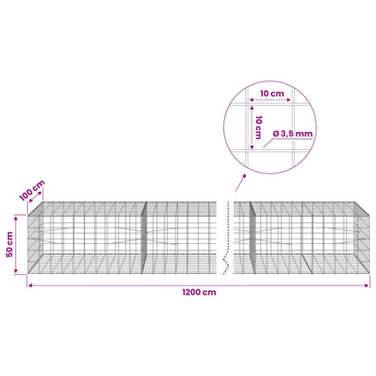 Gabion with 3.5 mm Wire and 10x10 cm Mesh 1200x100x50 cm