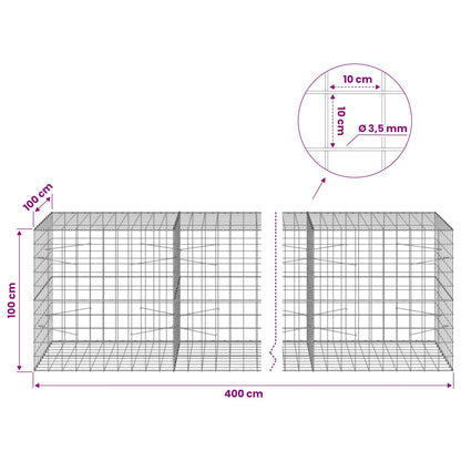 Gabion with 3.5 mm Wire and 10x10 cm Mesh 400x100x100 cm