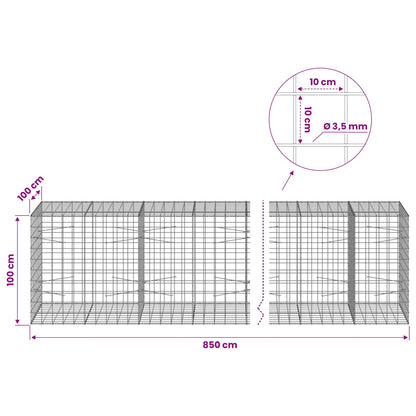 Gabion with 3.5 mm Wire and 10x10 cm Mesh 850x100x100 cm