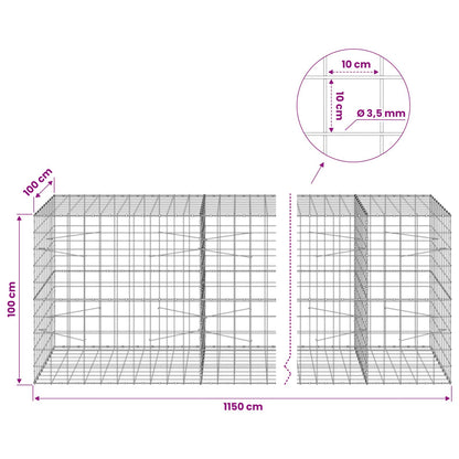 Gabion with 3.5 mm Wire and 10x10 cm Mesh 1150x100x100 cm