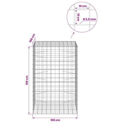 Gabion with 3.5 mm Wire and 10x10 cm Mesh 100x100x150 cm