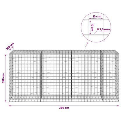 Gabion with 3.5 mm Wire and 10x10 cm Mesh 350x100x150 cm