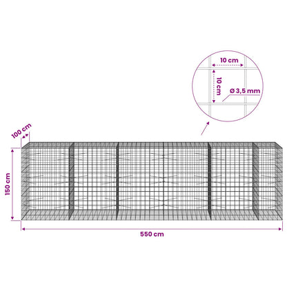 Gabion with 3.5 mm Wire and 10x10 cm Mesh 550x100x150 cm