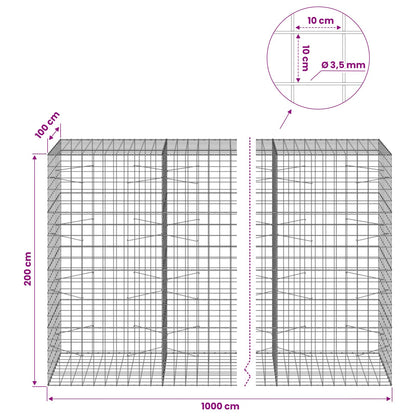 Gabion with 3.5 mm Wire and 10x10 cm Mesh 1000x100x200 cm