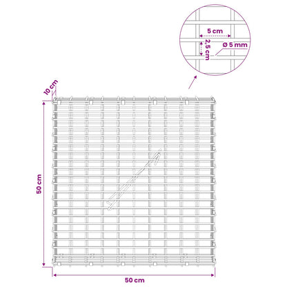 Gabion with 5 mm Wire and 5x2.5 cm Mesh 50x10x50 cm