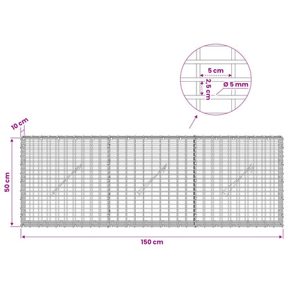 Gabion with 5 mm Wire and 5x2.5 cm Mesh 150x10x50 cm