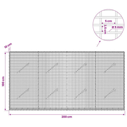 Gabion with 5 mm Wire and 5x2.5 cm Mesh 200x10x100 cm
