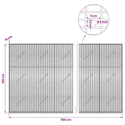Gabion with 5 mm Wire and 5x2.5 cm Mesh 650x10x150 cm