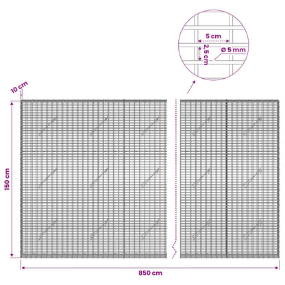 Gabion with 5 mm Wire and 5x2.5 cm Mesh 850x10x150 cm