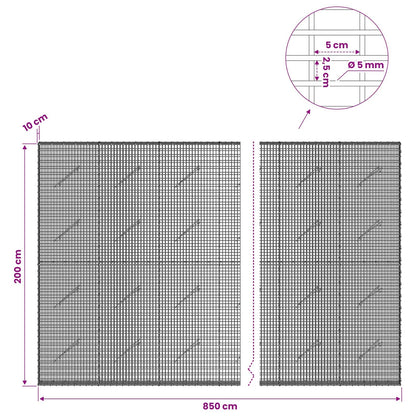 Gabion with 5 mm Wire and 5x2.5 cm Mesh 850x10x200 cm