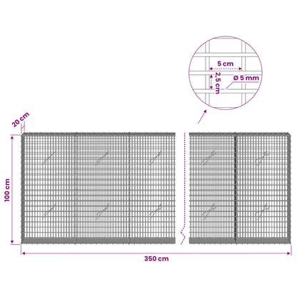 Gabion with 5 mm Wire and 5x2.5 cm Mesh 350x20x100 cm