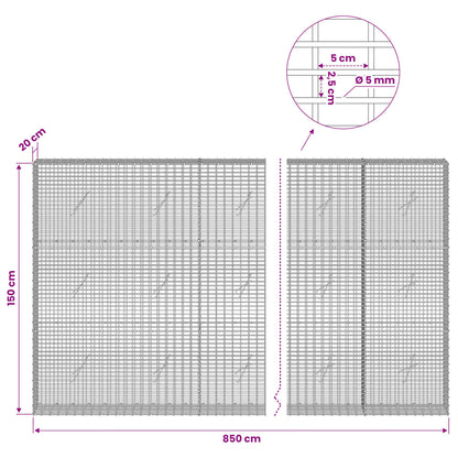 Gabion with 5 mm Wire and 5x2.5 cm Mesh 850x20x150 cm