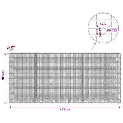 Gabion with 5 mm Wire and 5x2.5 cm Mesh 450x20x200 cm