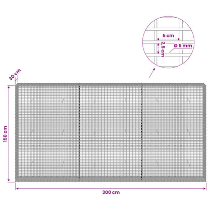 Gabion with 5 mm Wire and 5x2.5 cm Mesh 300x30x150 cm