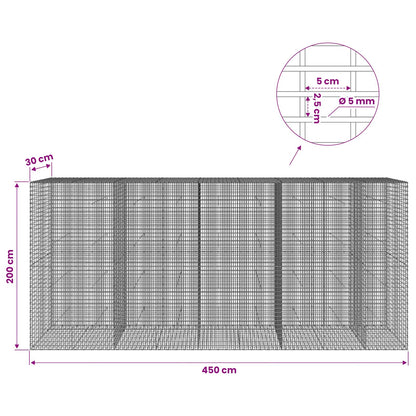 Gabion with 5 mm Wire and 5x2.5 cm Mesh 450x30x200 cm