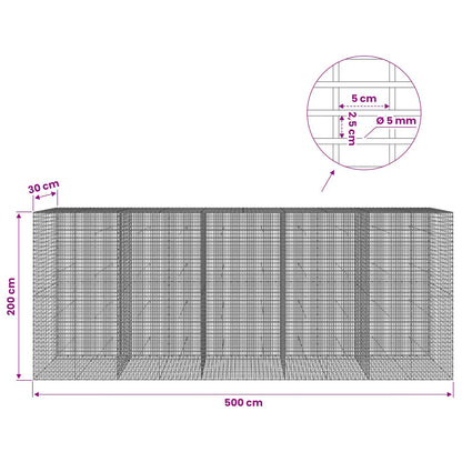 Gabion with 5 mm Wire and 5x2.5 cm Mesh 500x30x200 cm