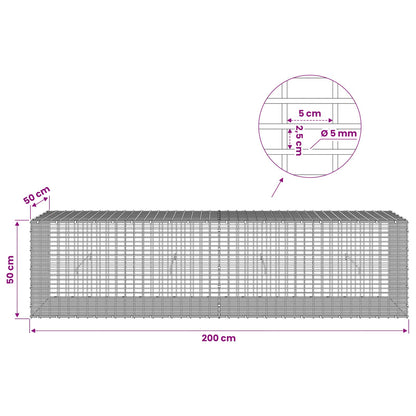 Gabion with 5 mm Wire and 5x2.5 cm Mesh 200x50x50 cm