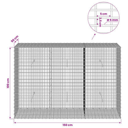 Gabion with 5 mm Wire and 5x2.5 cm Mesh 150x50x100 cm