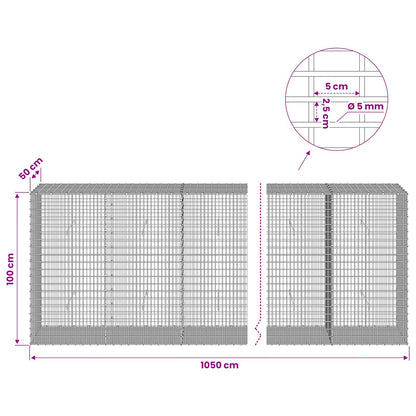 Gabion with 5 mm Wire and 5x2.5 cm Mesh 1050x50x100 cm