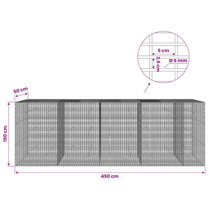 Gabion with 5 mm Wire and 5x2.5 cm Mesh 450x50x150 cm