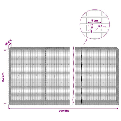 Gabion with 5 mm Wire and 5x2.5 cm Mesh 900x50x150 cm