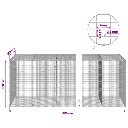 Gabion with 5 mm Wire and 5x2.5 cm Mesh 950x100x100 cm