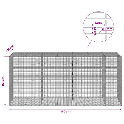 Gabion with 5 mm Wire and 5x2.5 cm Mesh 350x100x150 cm