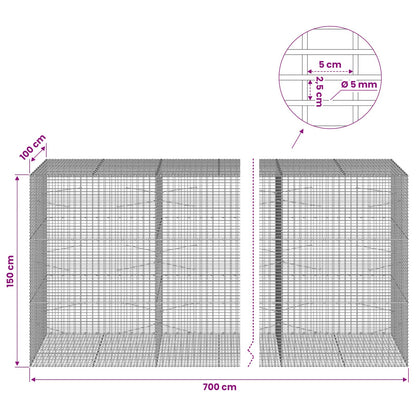 Gabion with 5 mm Wire and 5x2.5 cm Mesh 700x100x150 cm