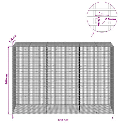 Gabion with 5 mm Wire and 5x2.5 cm Mesh 300x100x200 cm