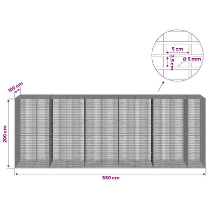 Gabion with 5 mm Wire and 5x2.5 cm Mesh 550x100x200 cm