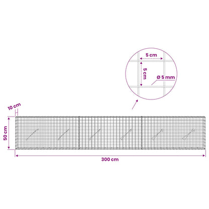 Gabion with 5 mm Wire and 5x5 cm Mesh 300x10x50 cm