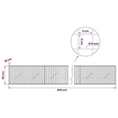 Gabion with 5 mm Wire and 5x5 cm Mesh 800x10x50 cm
