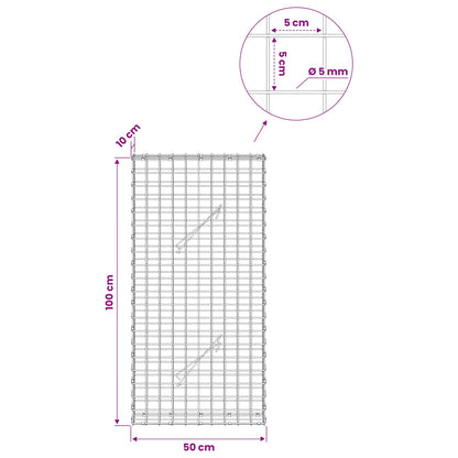 Gabion with 5 mm Wire and 5x5 cm Mesh 50x10x100 cm