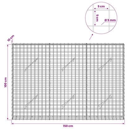 Gabion with 5 mm Wire and 5x5 cm Mesh 150x10x100 cm