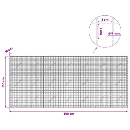 Gabion with 5 mm Wire and 5x5 cm Mesh 350x10x150 cm