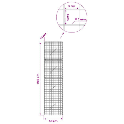 Gabion with 5 mm Wire and 5x5 cm Mesh 50x10x200 cm