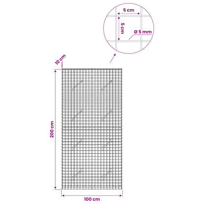 Gabion with 5 mm Wire and 5x5 cm Mesh 100x10x200 cm