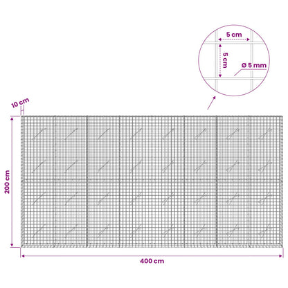 Gabion with 5 mm Wire and 5x5 cm Mesh 400x10x200 cm