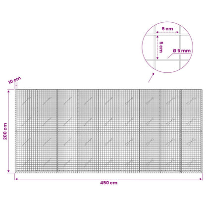 Gabion with 5 mm Wire and 5x5 cm Mesh 450x10x200 cm