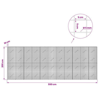 Gabion with 5 mm Wire and 5x5 cm Mesh 550x10x200 cm
