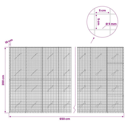Gabion with 5 mm Wire and 5x5 cm Mesh 650x10x200 cm