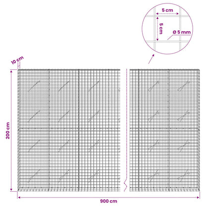 Gabion with 5 mm Wire and 5x5 cm Mesh 900x10x200 cm